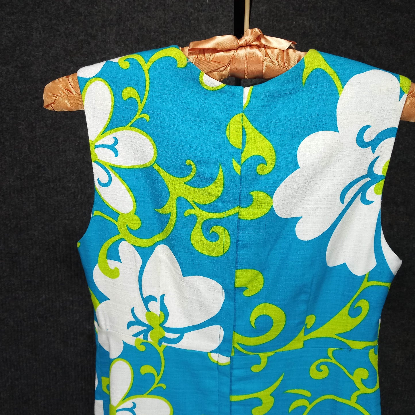 1960's Turquoise and White Hawaiian Column Dress by Darina