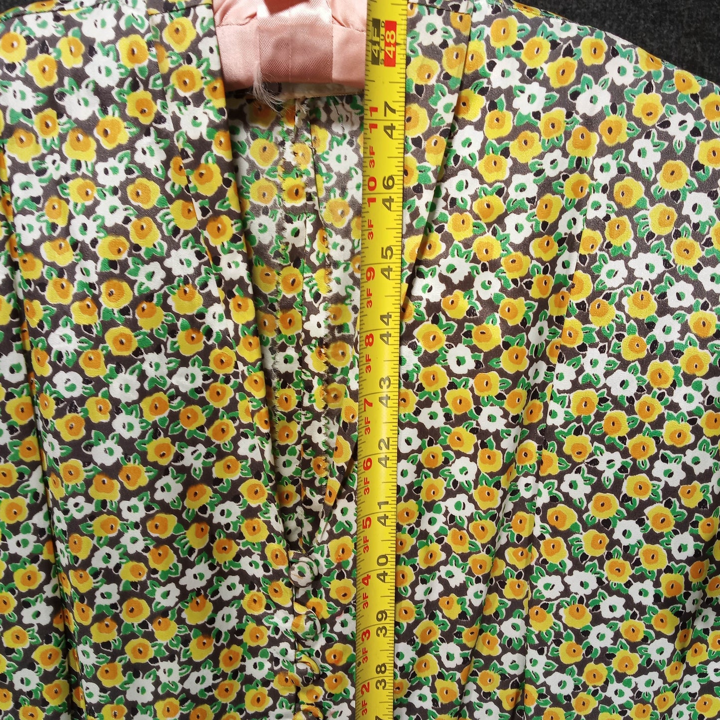 1950's Purple and Yellow Floral Taffeta Circle Dress by Jonathan Logan