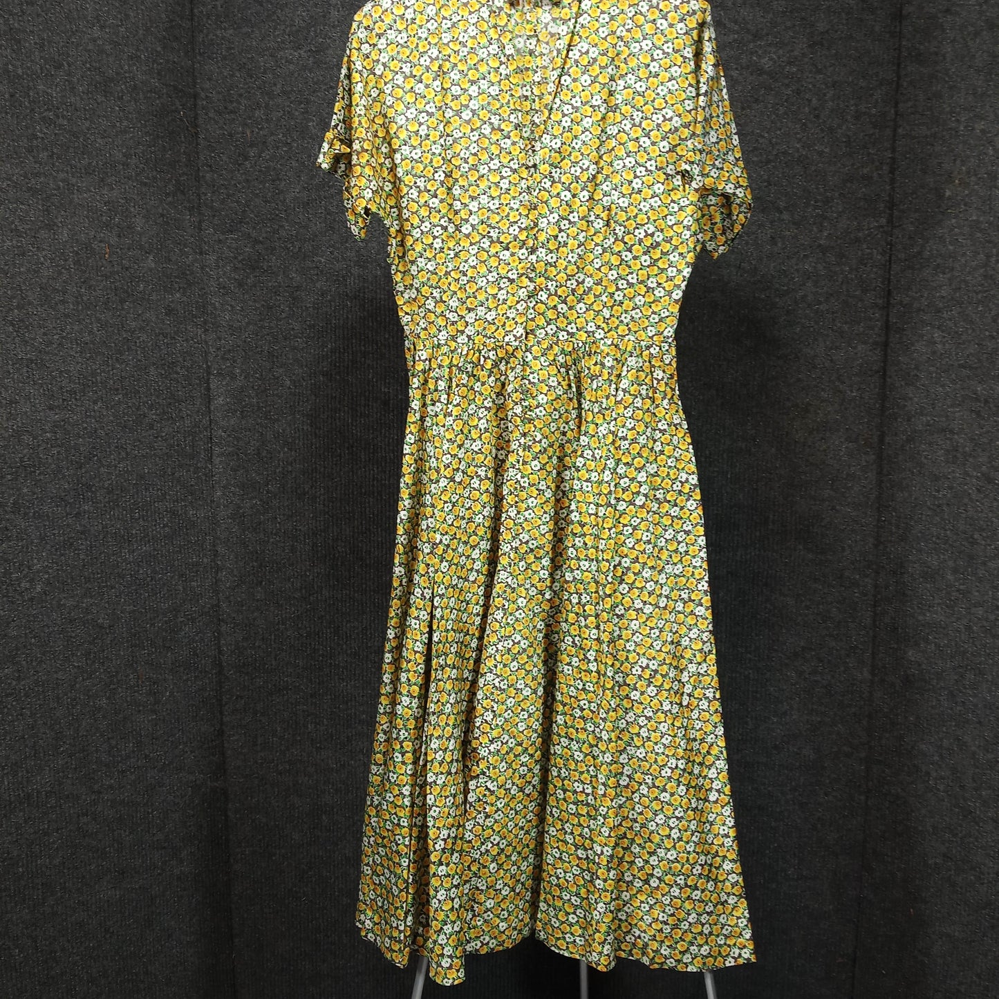 1950's Purple and Yellow Floral Taffeta Circle Dress by Jonathan Logan