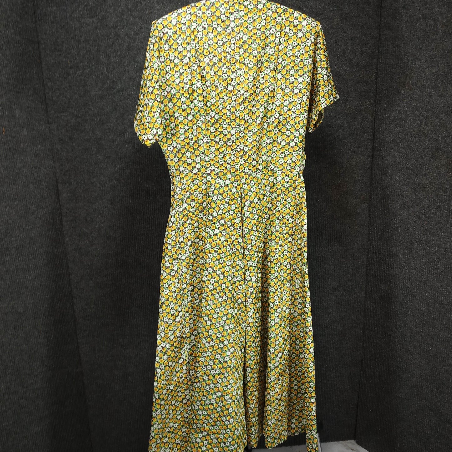 1950's Purple and Yellow Floral Taffeta Circle Dress by Jonathan Logan