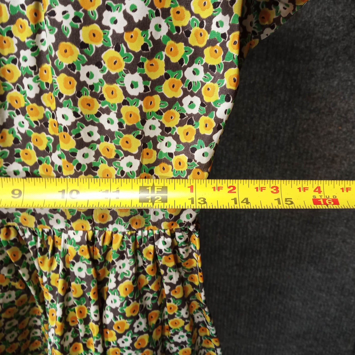 1950's Purple and Yellow Floral Taffeta Circle Dress by Jonathan Logan