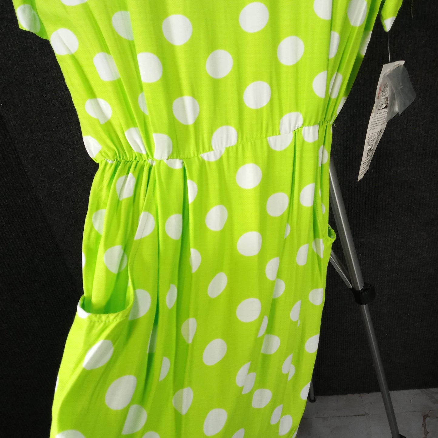 1970's Green & White Polka Dot Rayon Dress
