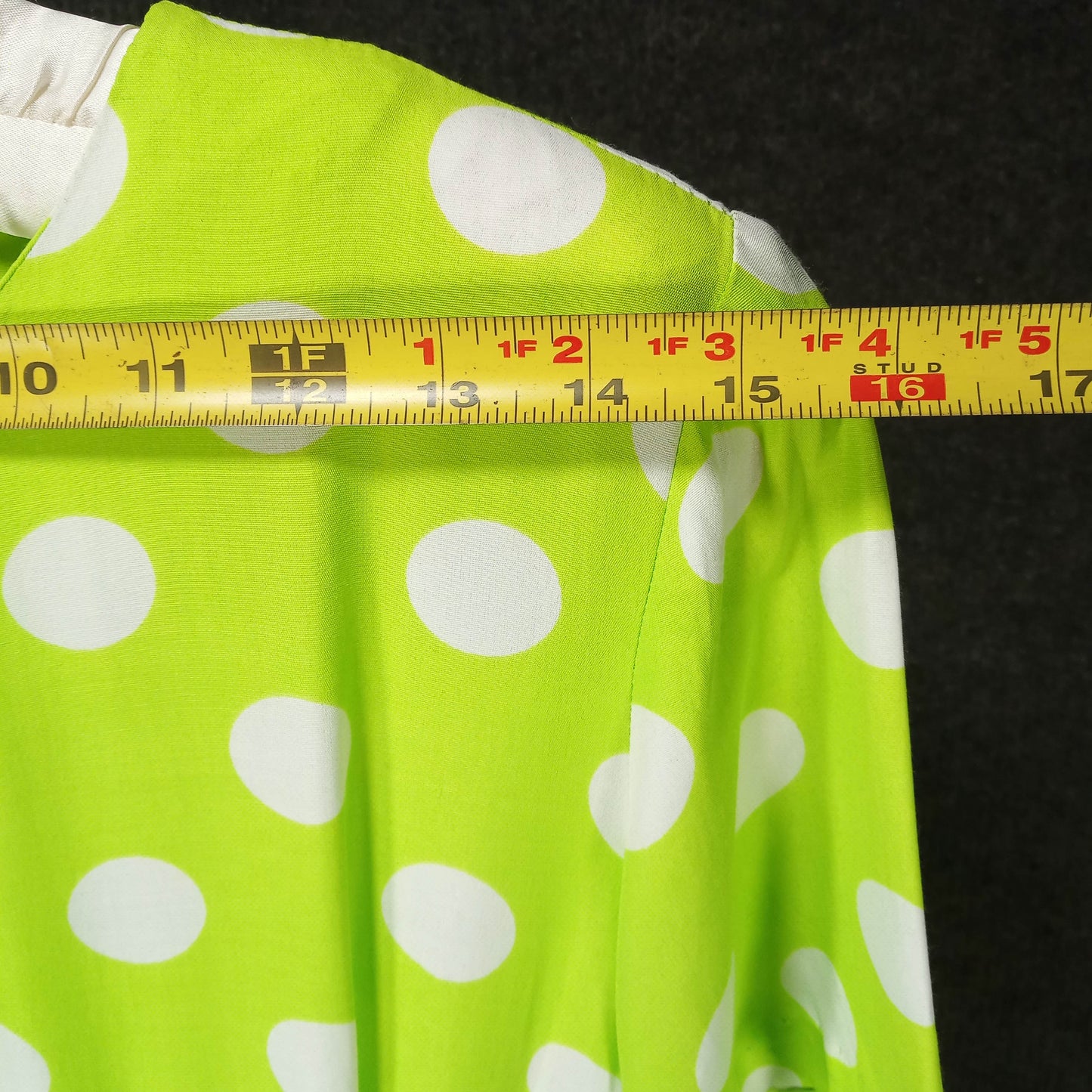 1970's Green & White Polka Dot Rayon Dress