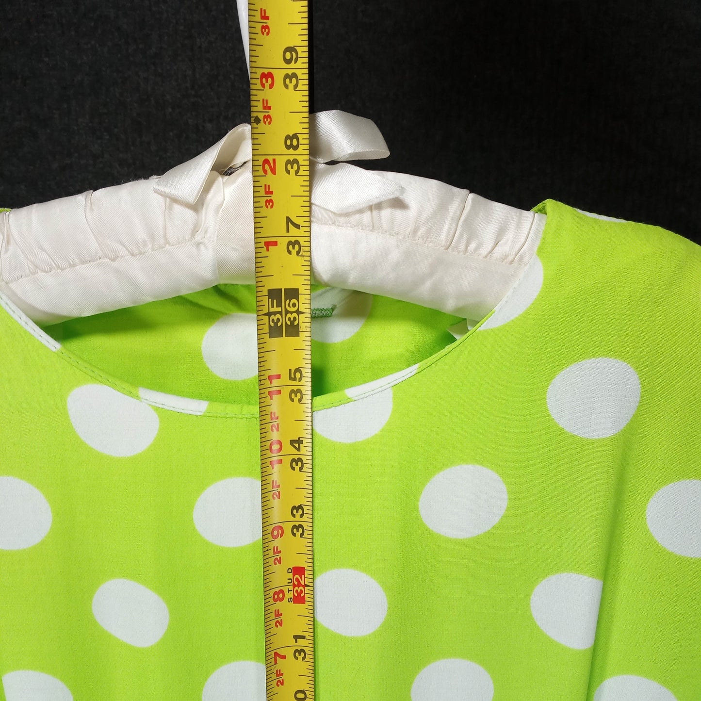 1970's Green & White Polka Dot Rayon Dress