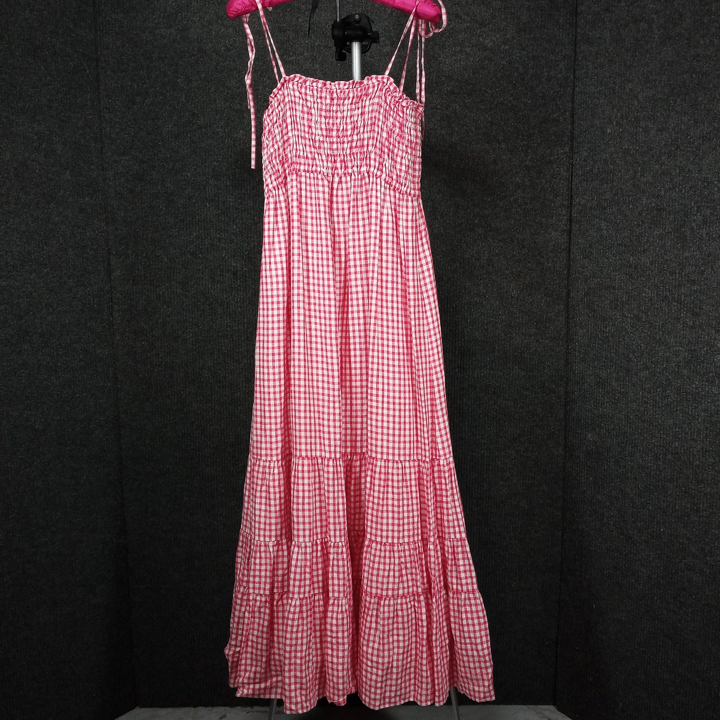 1960's Red & White Check Picnic Dress with a Smocked Bust