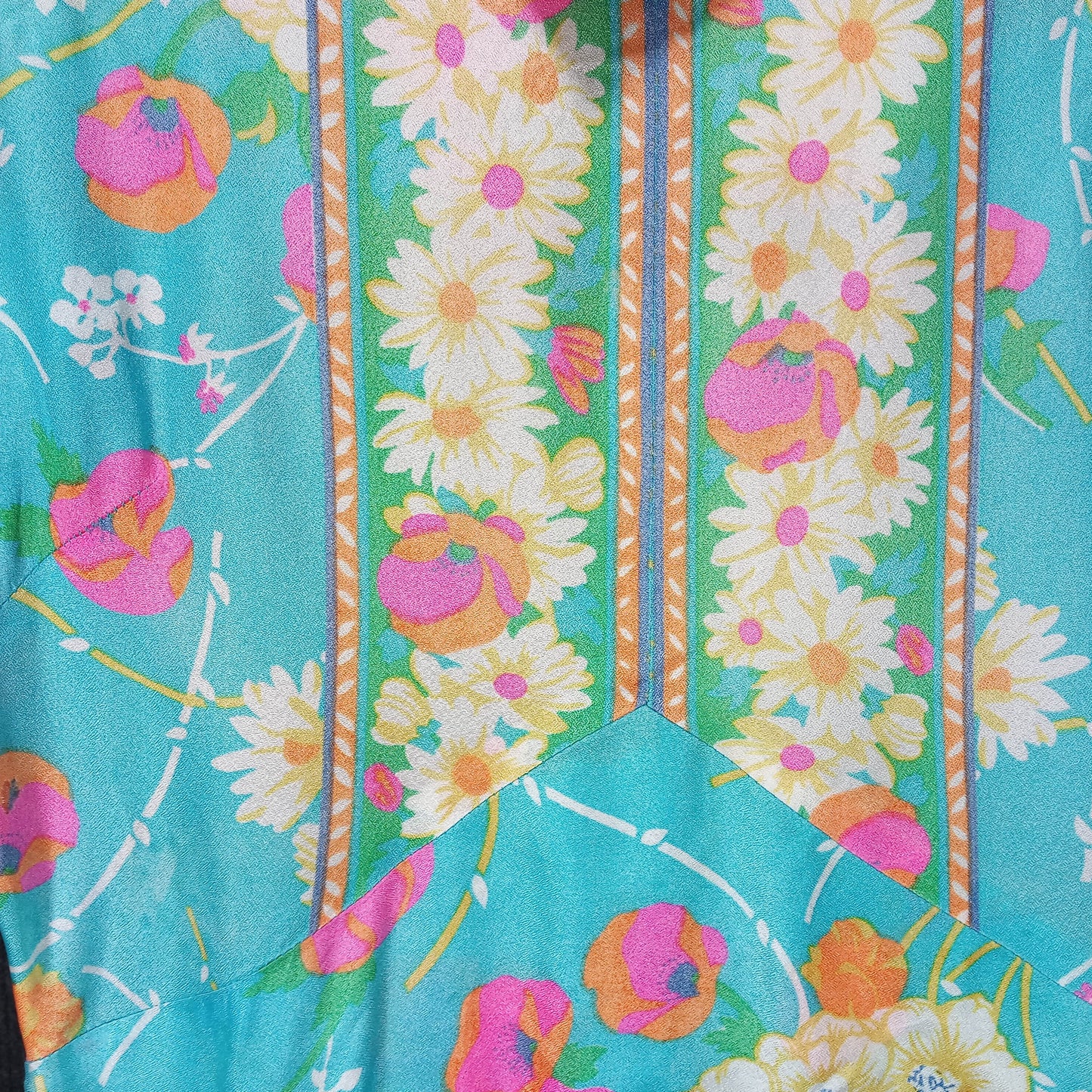 1960's Turquoise Floral Acetate Column Dress from Nordstrom