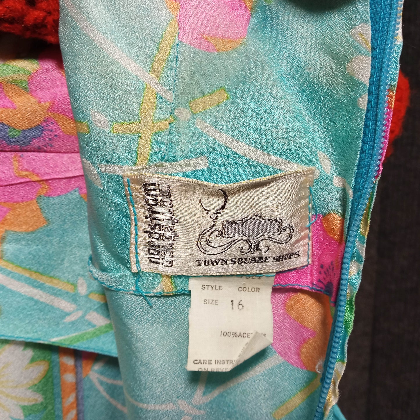 1960's Turquoise Floral Acetate Column Dress from Nordstrom