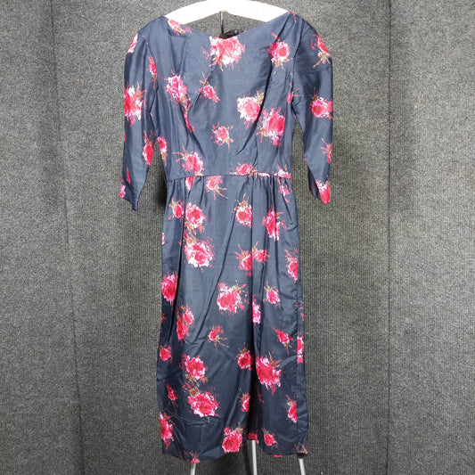 1950s Vintage Navy Pink Floral Wiggle Dress by Gigi Young – Needs Love