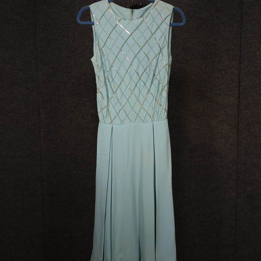 1950s Vintage Light Blue Sequin Encrusted Circle Dress by Jean d' Arc
