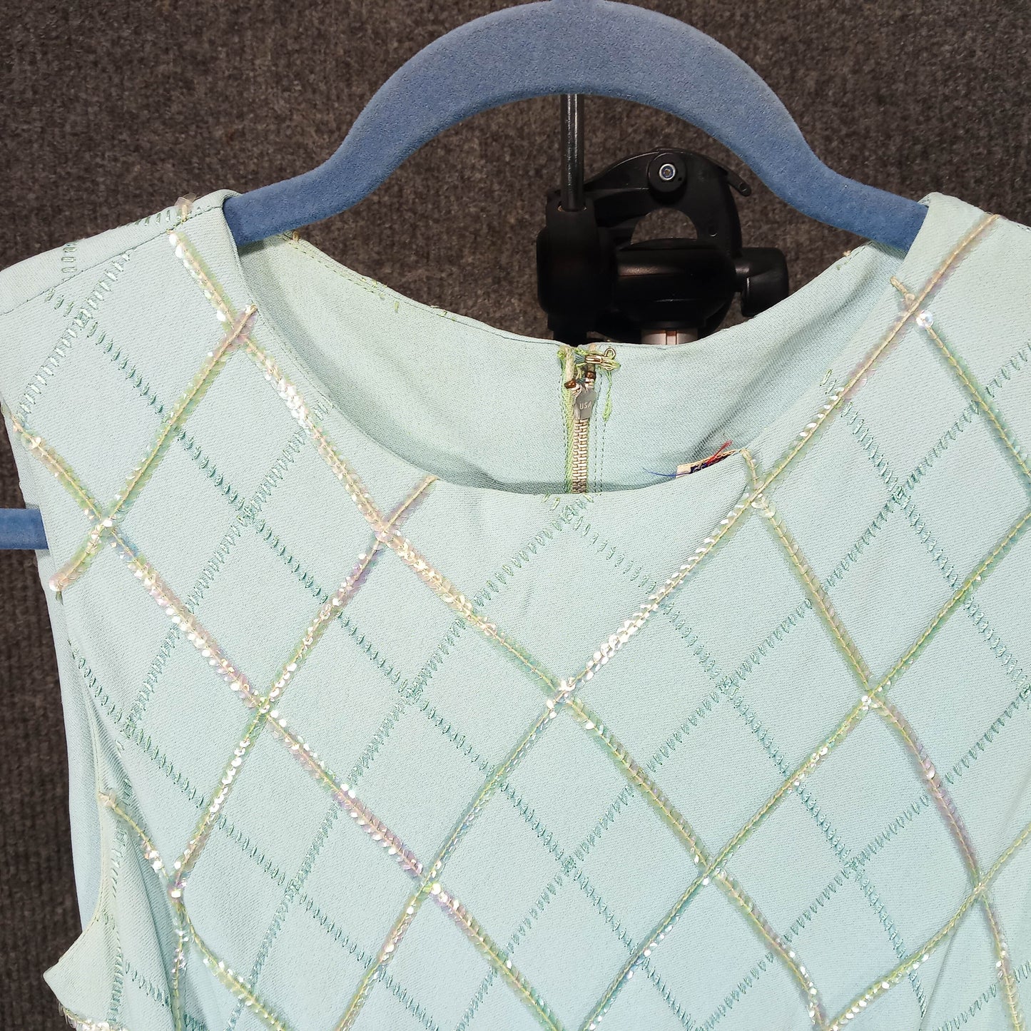 1950's Light Blue Sequin Encrusted Circle Dress by Jean d' Arc