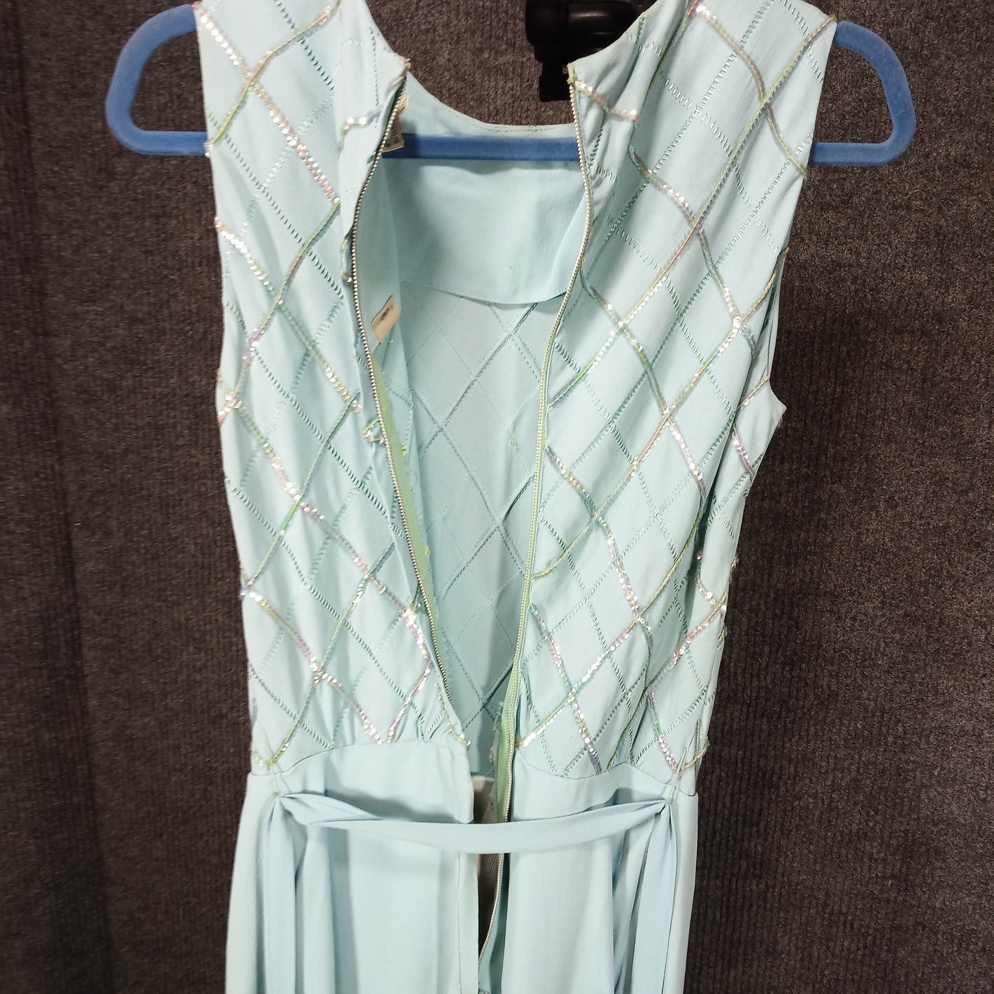 1950's Light Blue Sequin Encrusted Circle Dress by Jean d' Arc