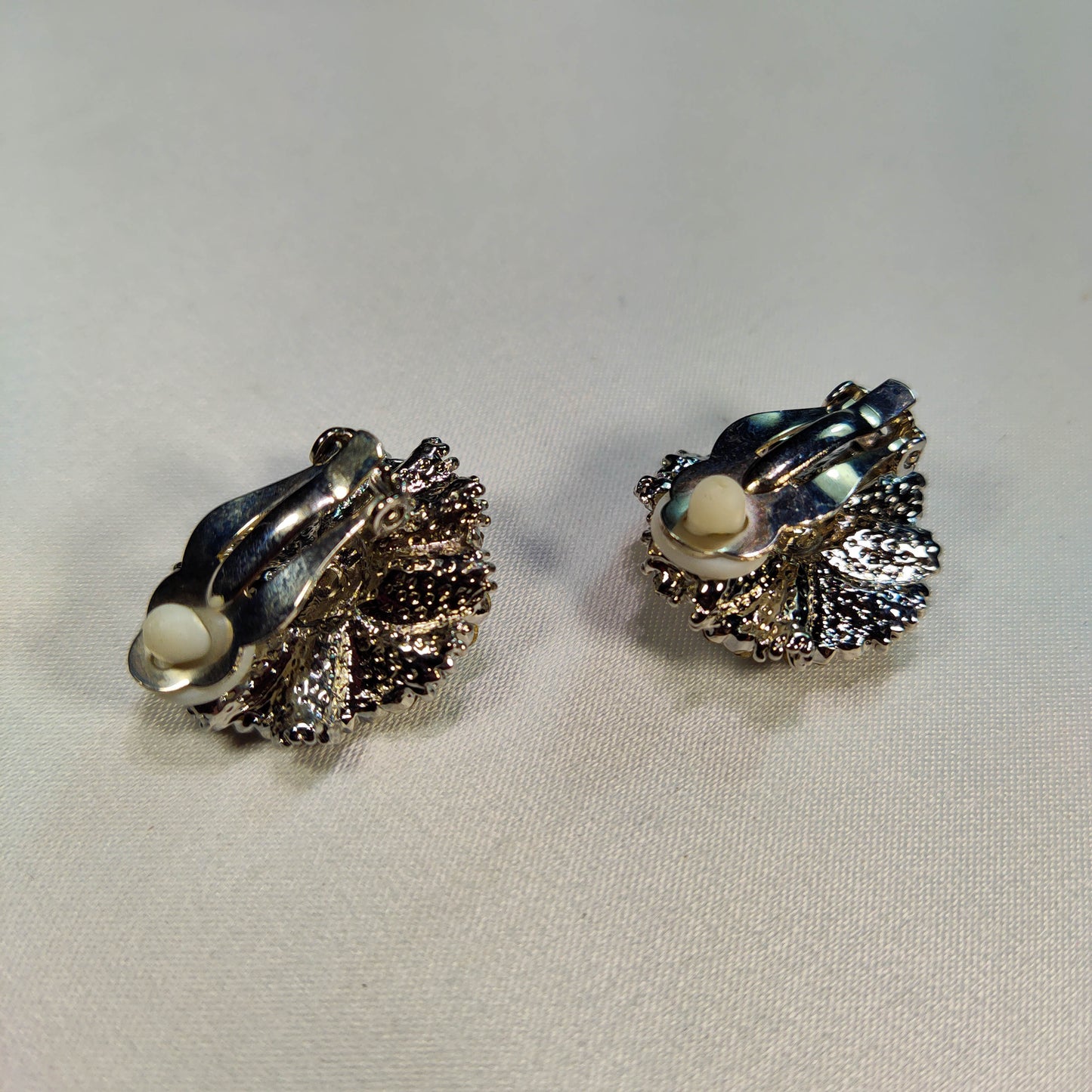 1960's Silver Metal Tone and Aurora Borealis Blooming Flower Earrings