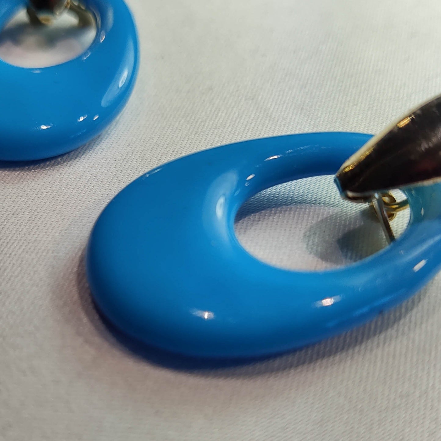 1960's Blue Lucite Dangle Loop Earrings