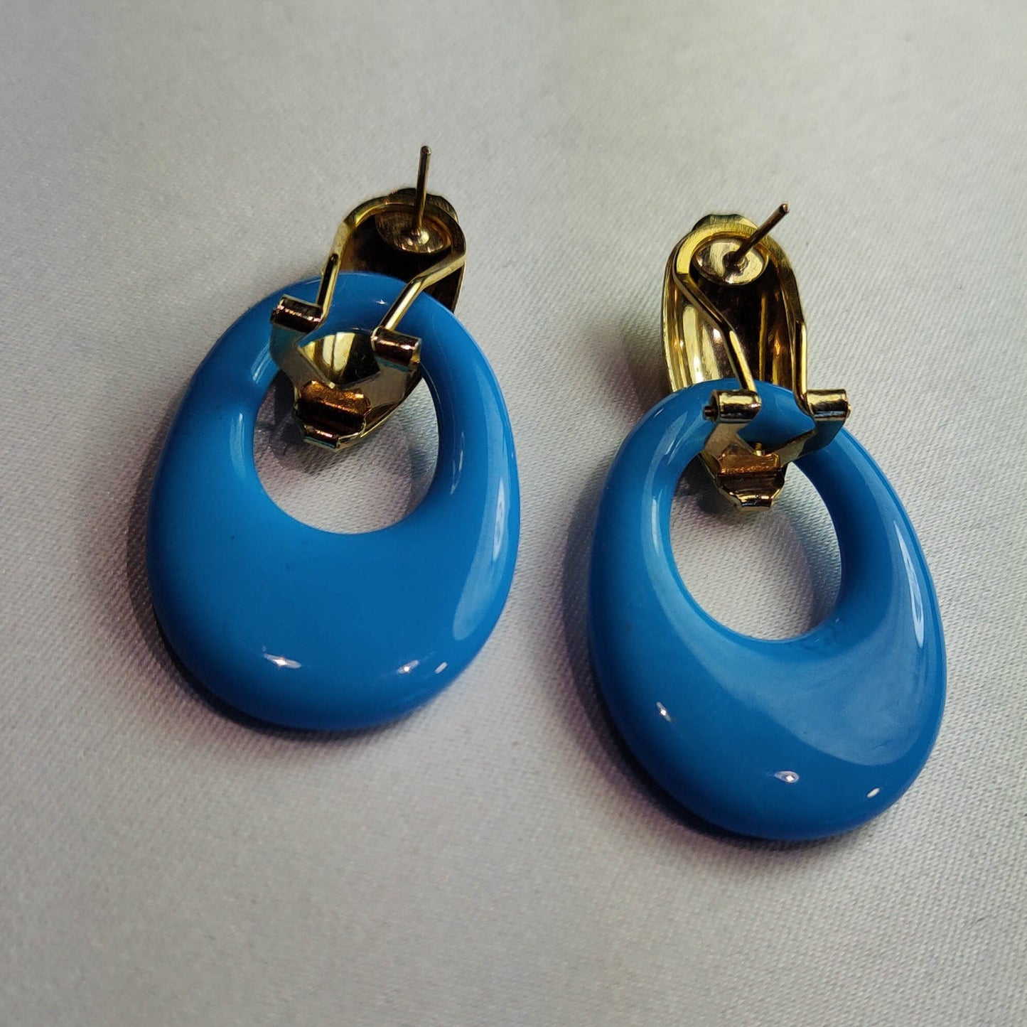 1960's Blue Lucite Dangle Loop Earrings