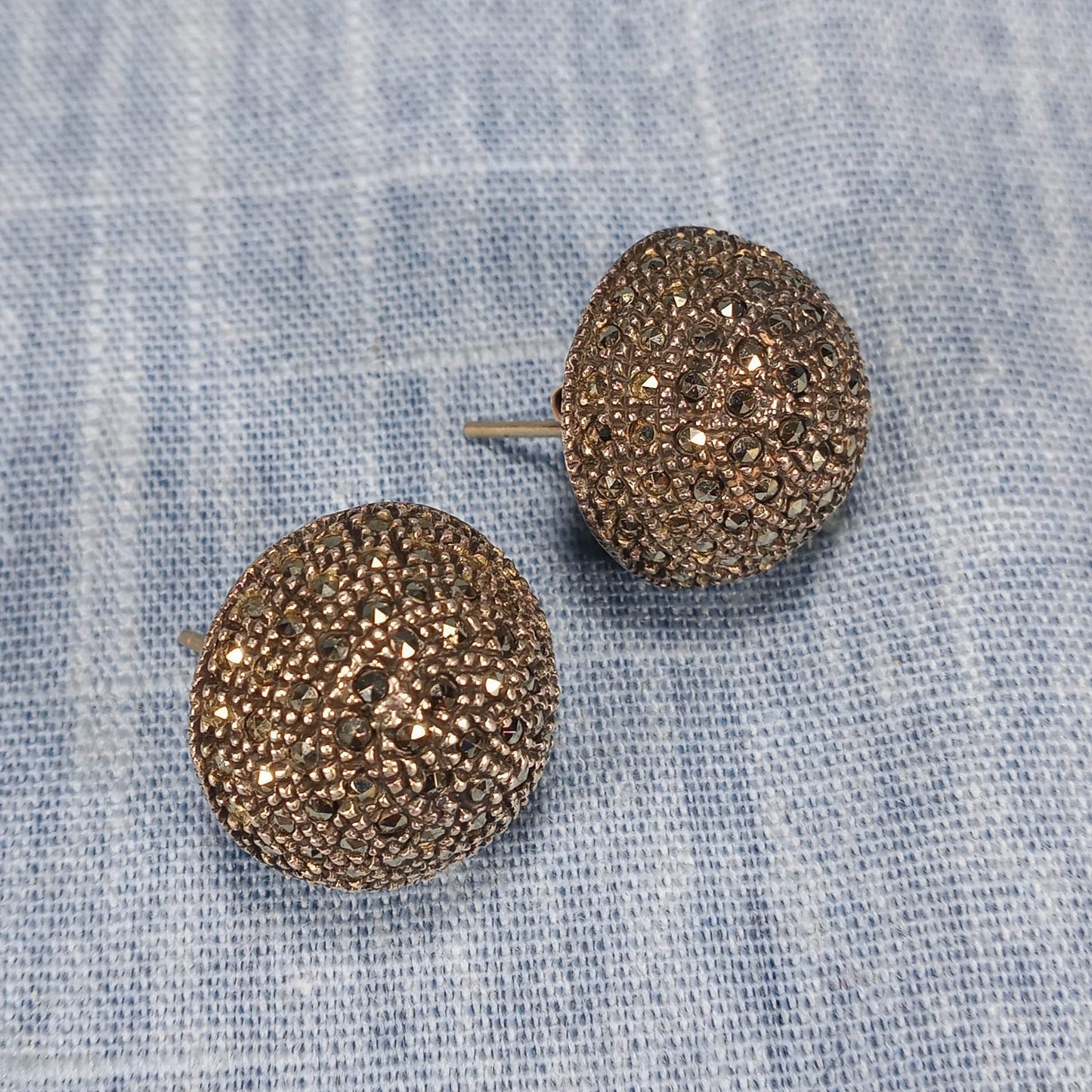 1960s Vintage Sterling Silver Dome Earrings