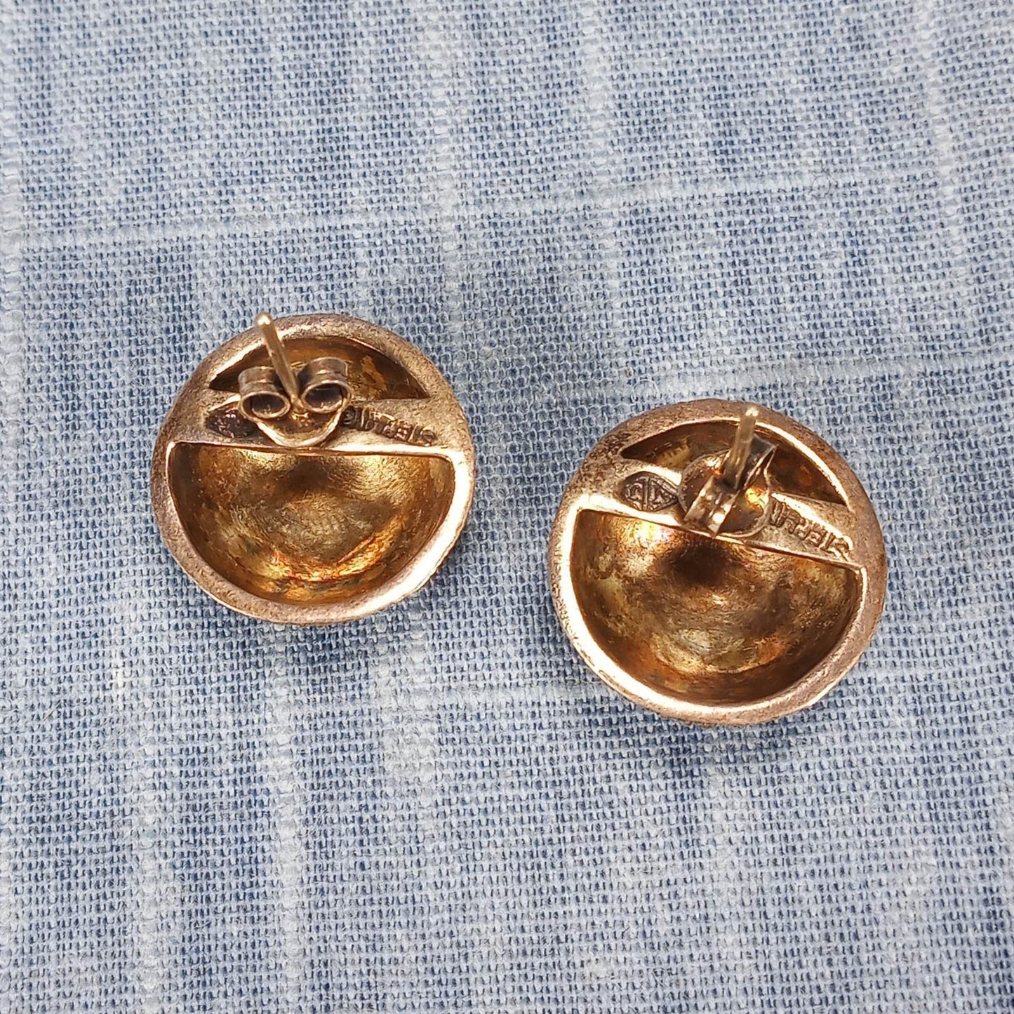 1960s Vintage Sterling Silver Dome Earrings