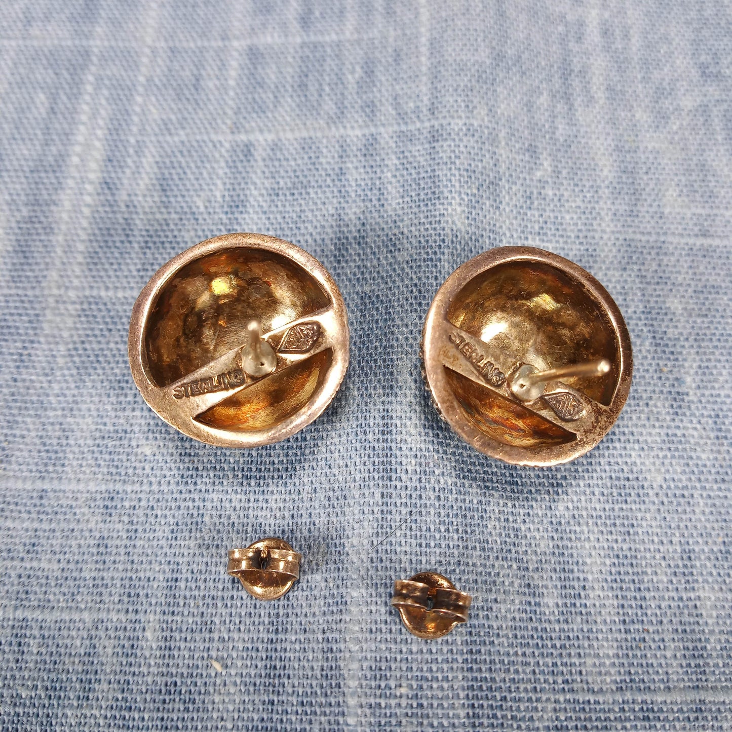 1960s Vintage Sterling Silver Dome Earrings
