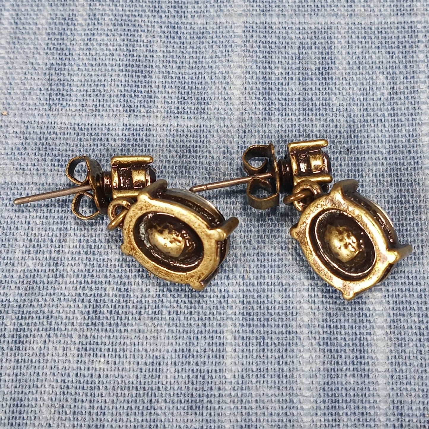 1950s Vintage Pierced Drop Earrings with Ruby Red Stones