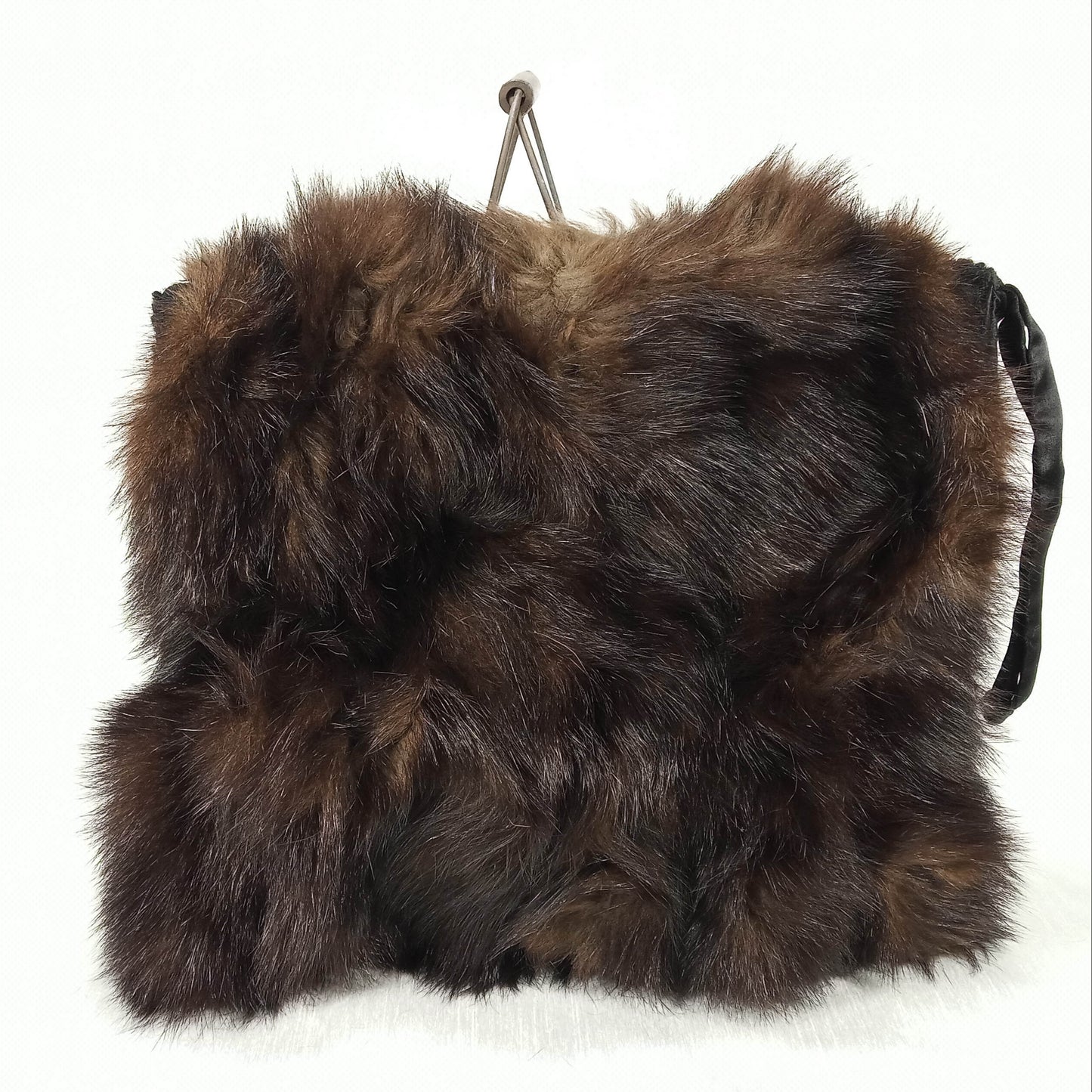 1940's Dark Brown Mink Fur Muff/Purse with a Persian Lamb Back