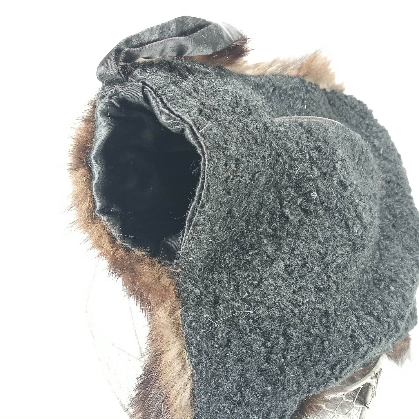 1940's Dark Brown Mink Fur Muff/Purse with a Persian Lamb Back