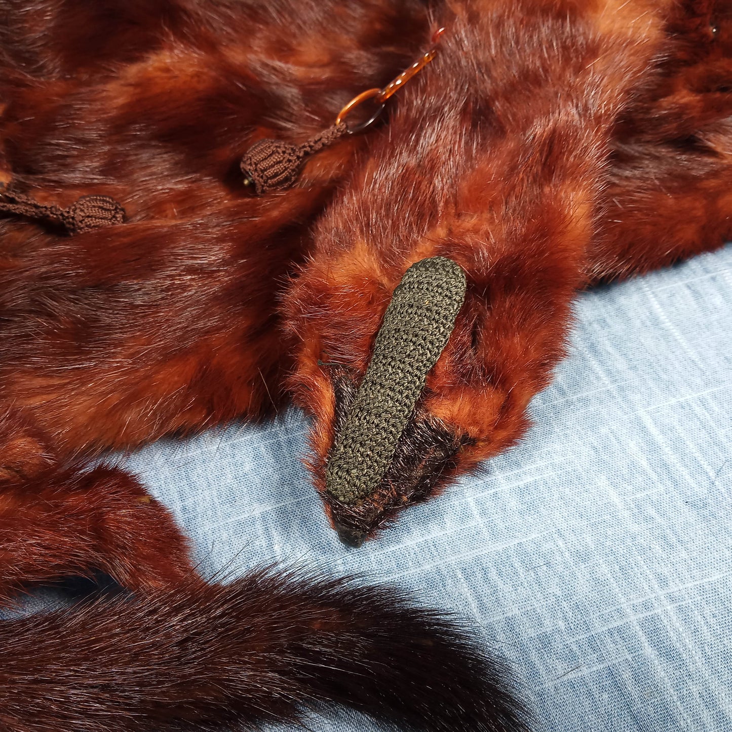 1940's Dark Brown Russian Fischer Six Mink Fur Stole