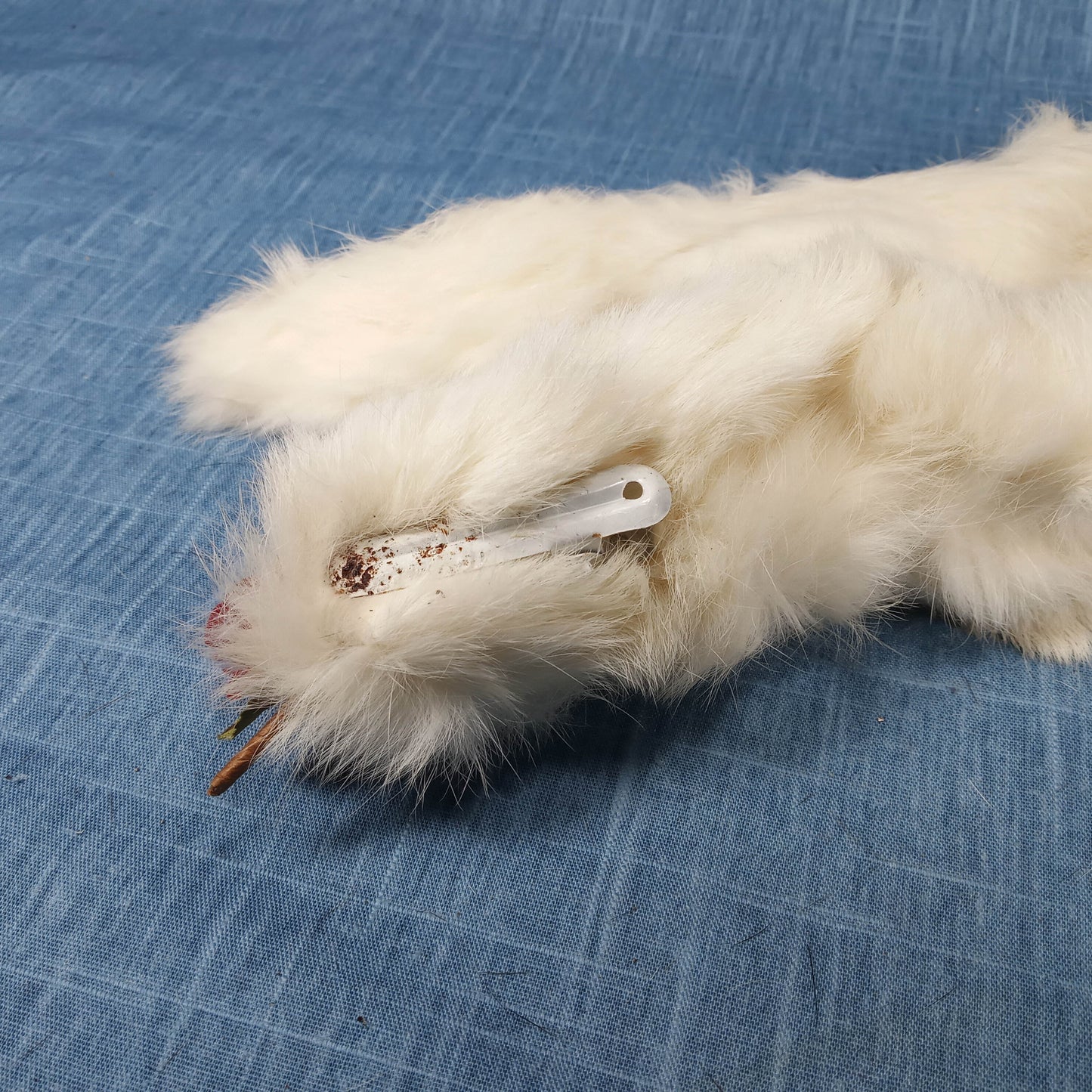 1940's White Rabbit Fur Red Rose Scarfs with Clip