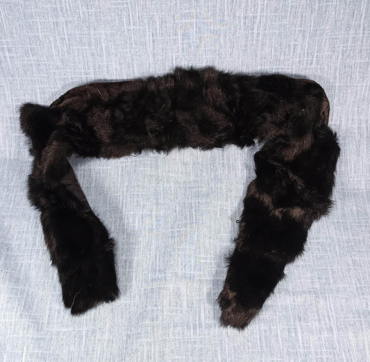 1950s Vintage Black Rabbit Fur Notched Lapel Collar