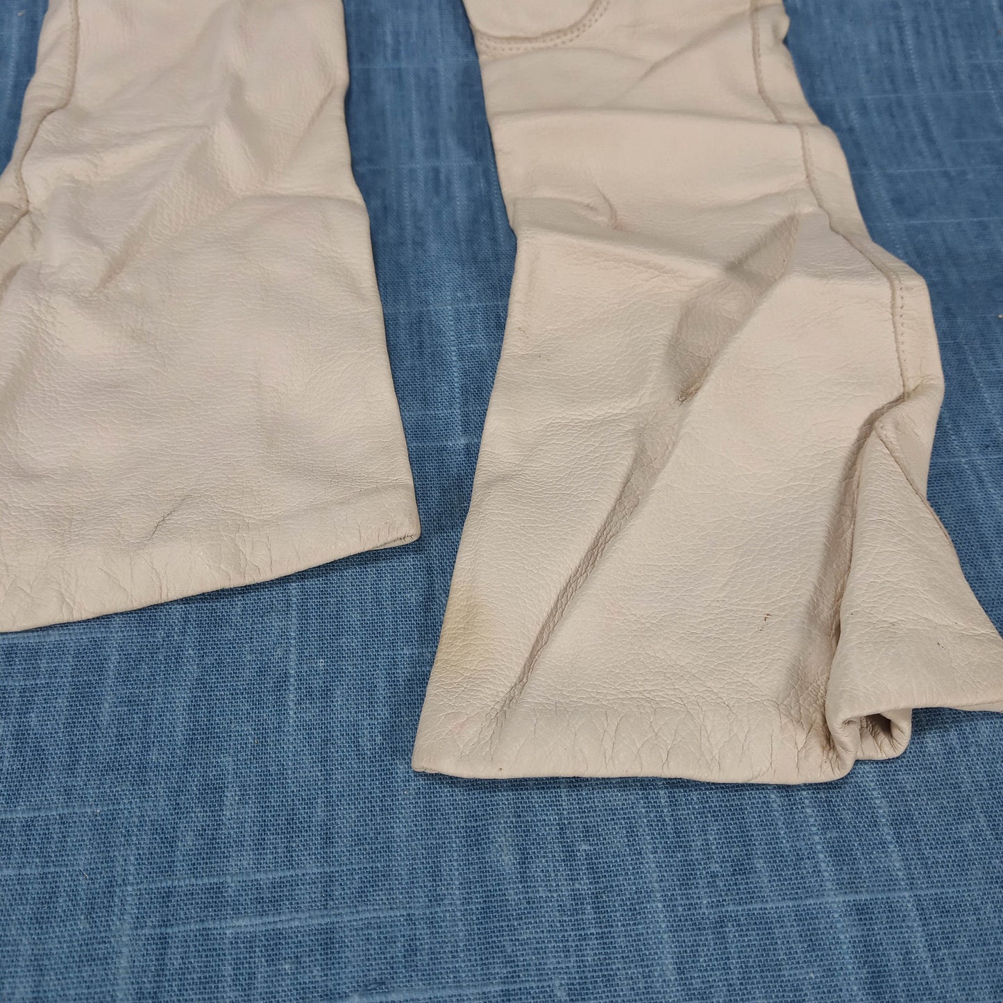 1950s Off White Kid Leather Long Gloves by Nola Weinberger