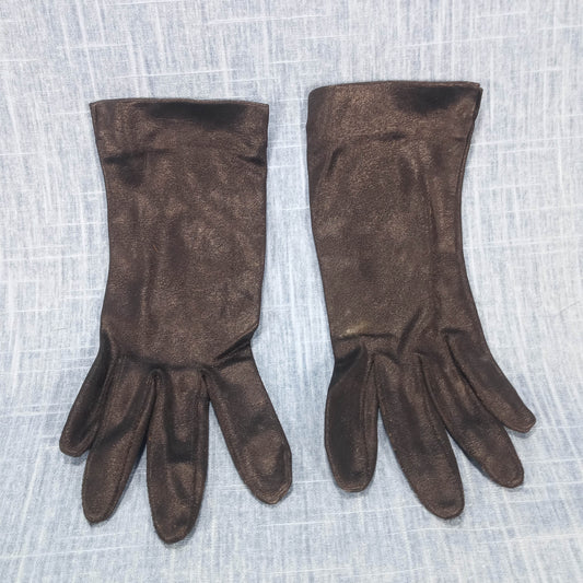 1950s Vintage Black Textured Fabric Short Gloves
