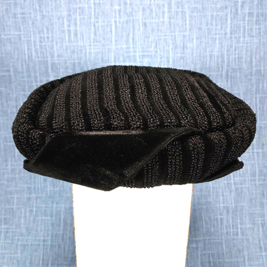 1950s Vintage Black Knit with Velvet Hat by Schiaparelli