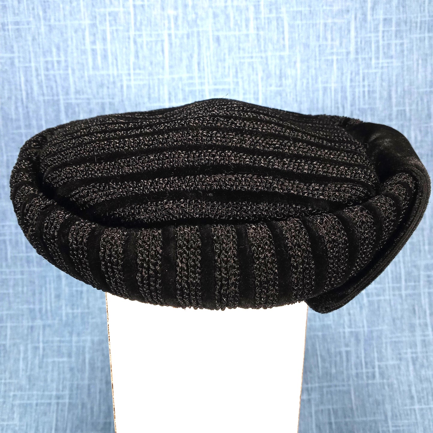 1950s Vintage Black Knit with Velvet Hat by Schiaparelli