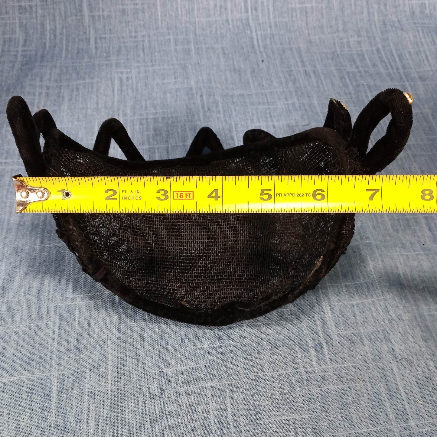 1940s Black Ribbon and Lace Velvet Head Piece with Pearl Detail