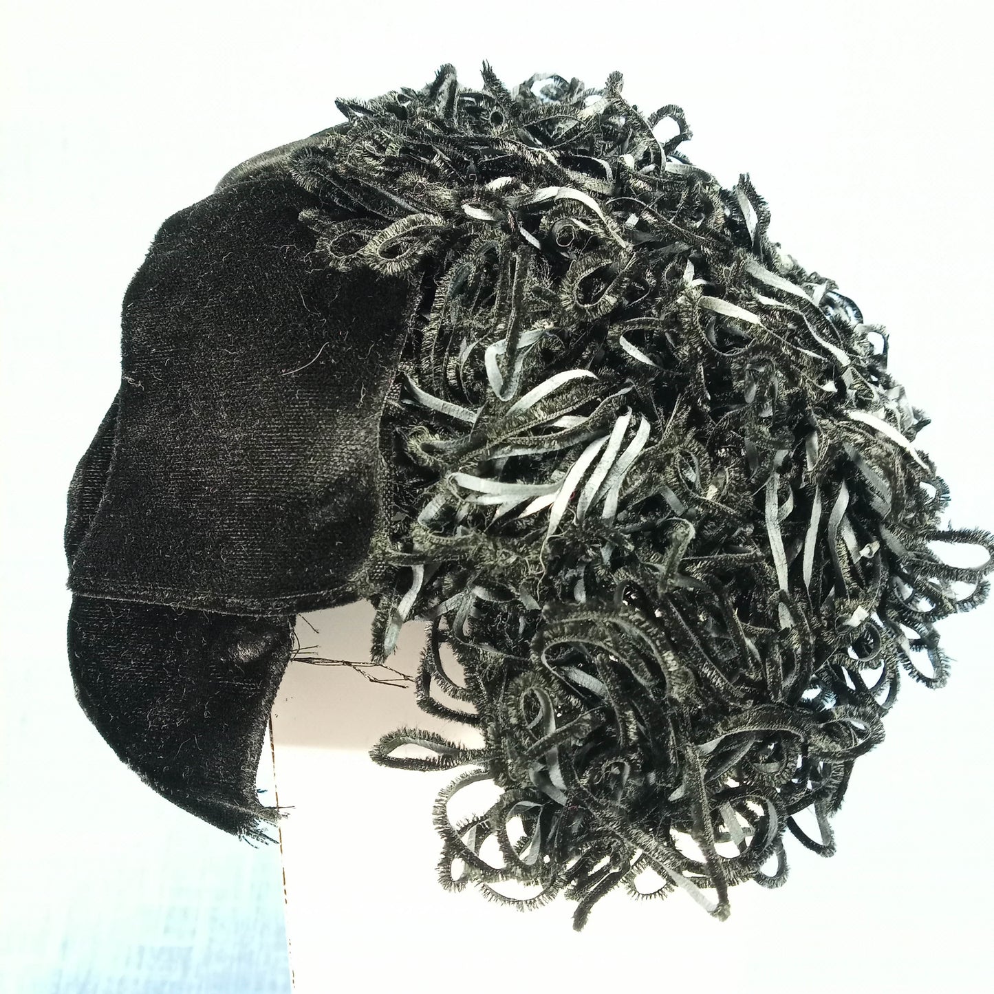 1950s Ombre Feather Headpiece with Black Velvet Bow