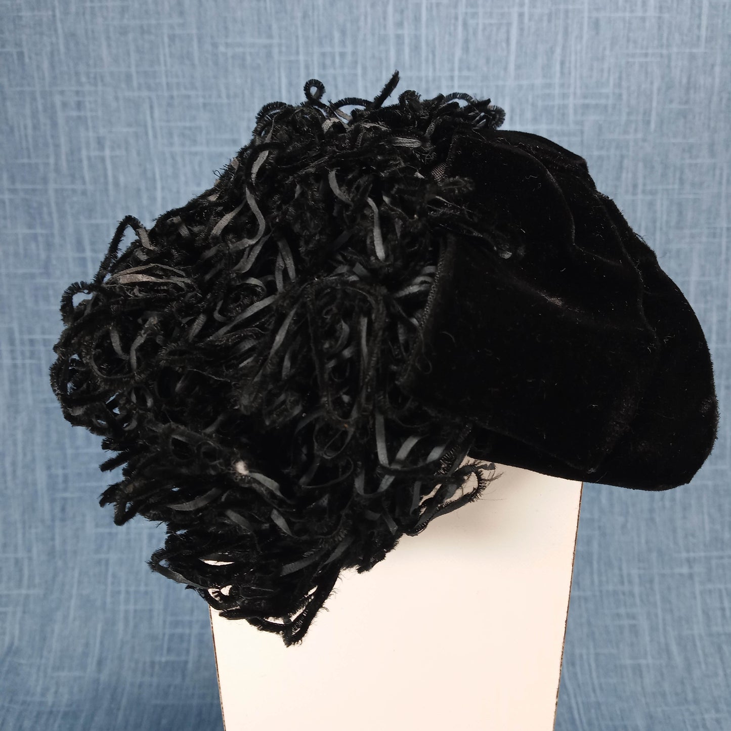 1950s Ombre Feather Headpiece with Black Velvet Bow