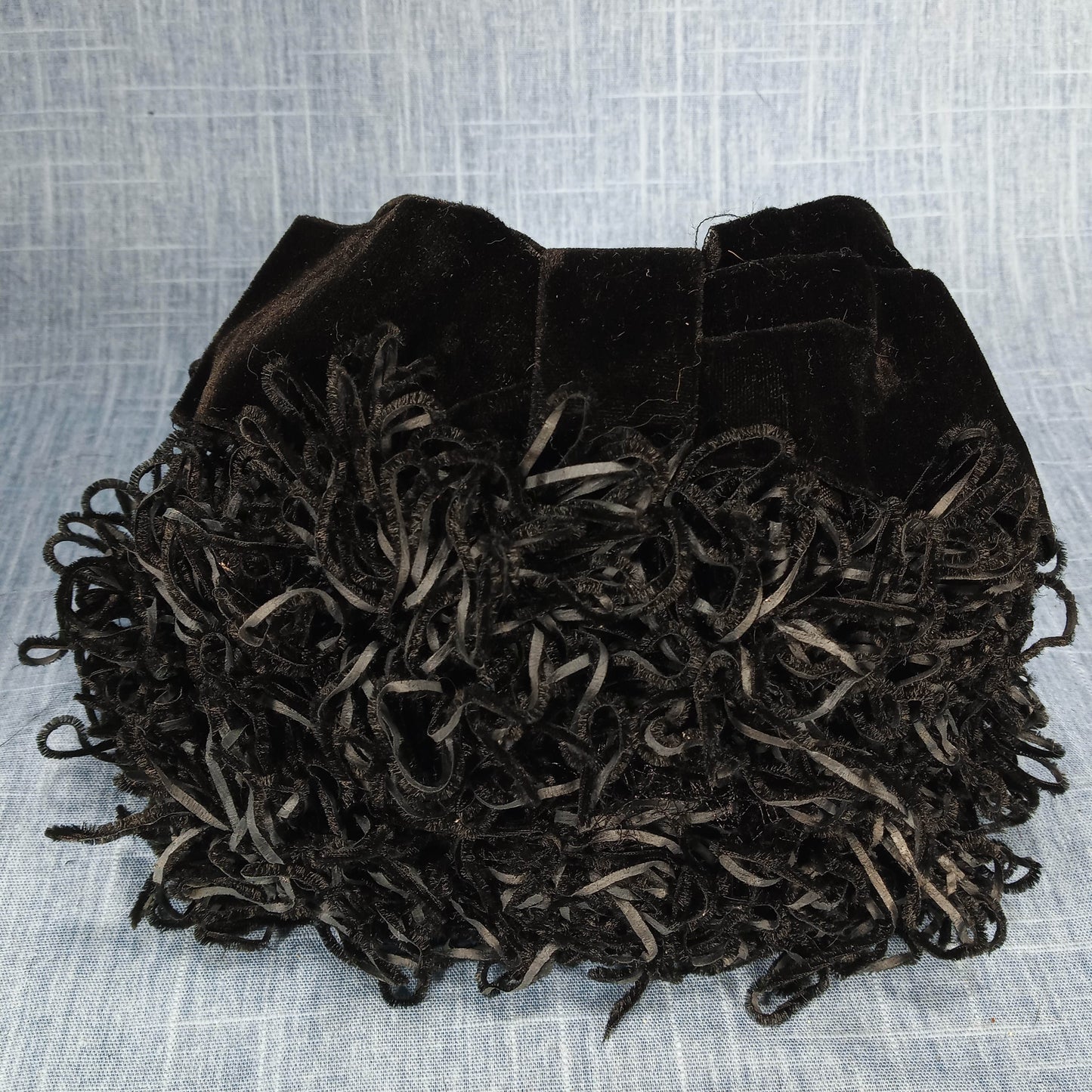 1950s Ombre Feather Headpiece with Black Velvet Bow