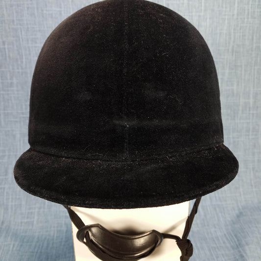 1970s Vintage Black Velvet Riding Hat by Somerset
