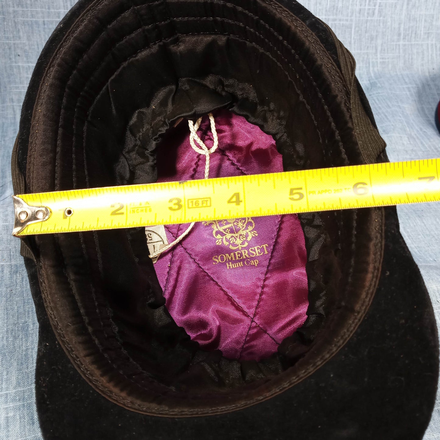 1970s Vintage Black Velvet Riding Hat by Somerset