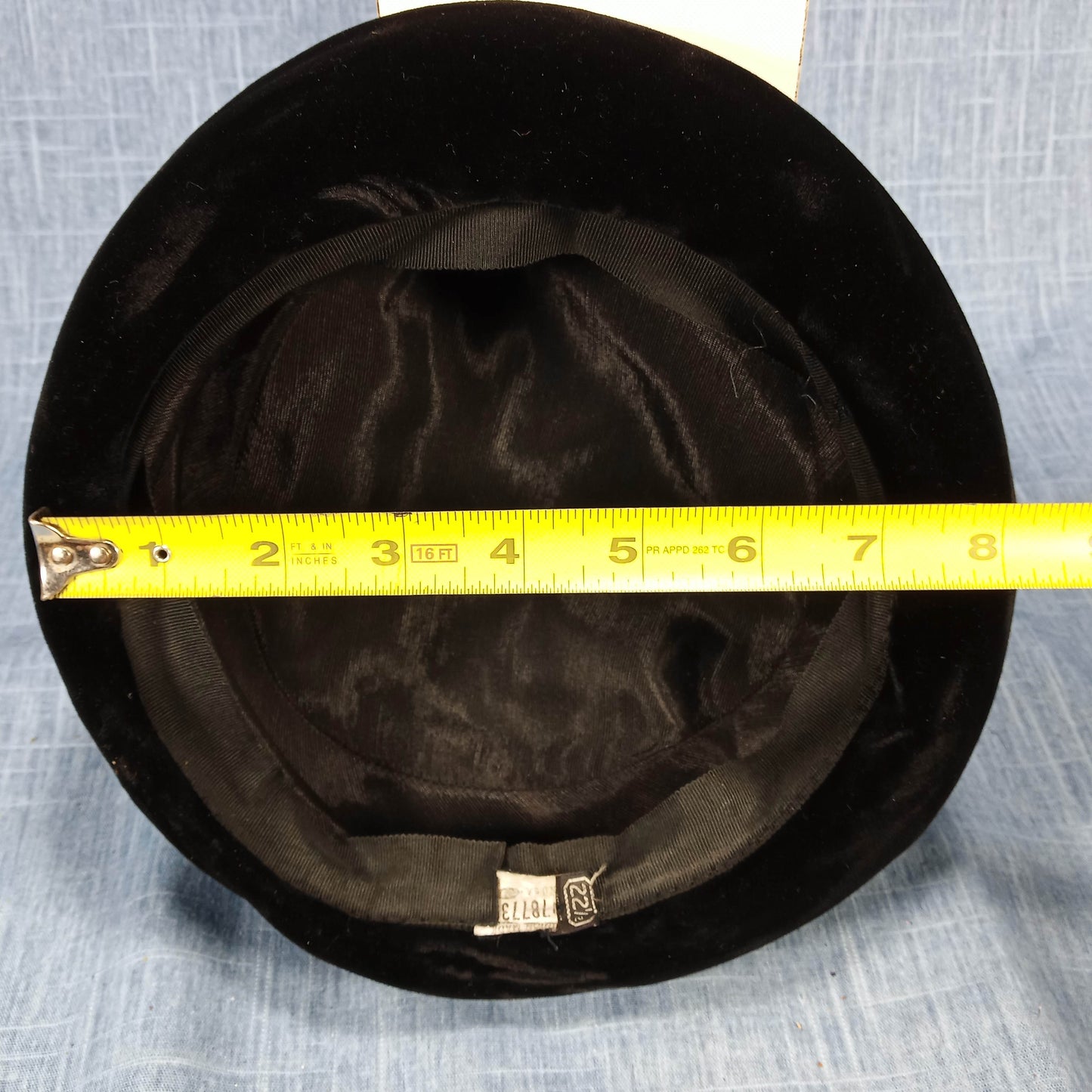 1940s Vintage Black Velvet and Grosgrain Pancake Topper Hat