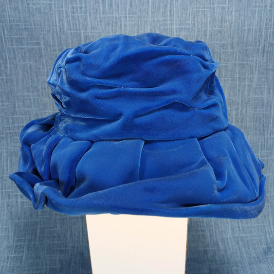 1950s Vintage Electric Blue Velvet Floppy Hat