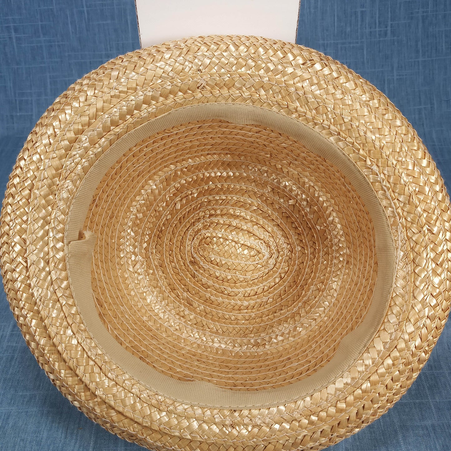 1950s Light Brown Rattan Bowler Hat with Flower Detail