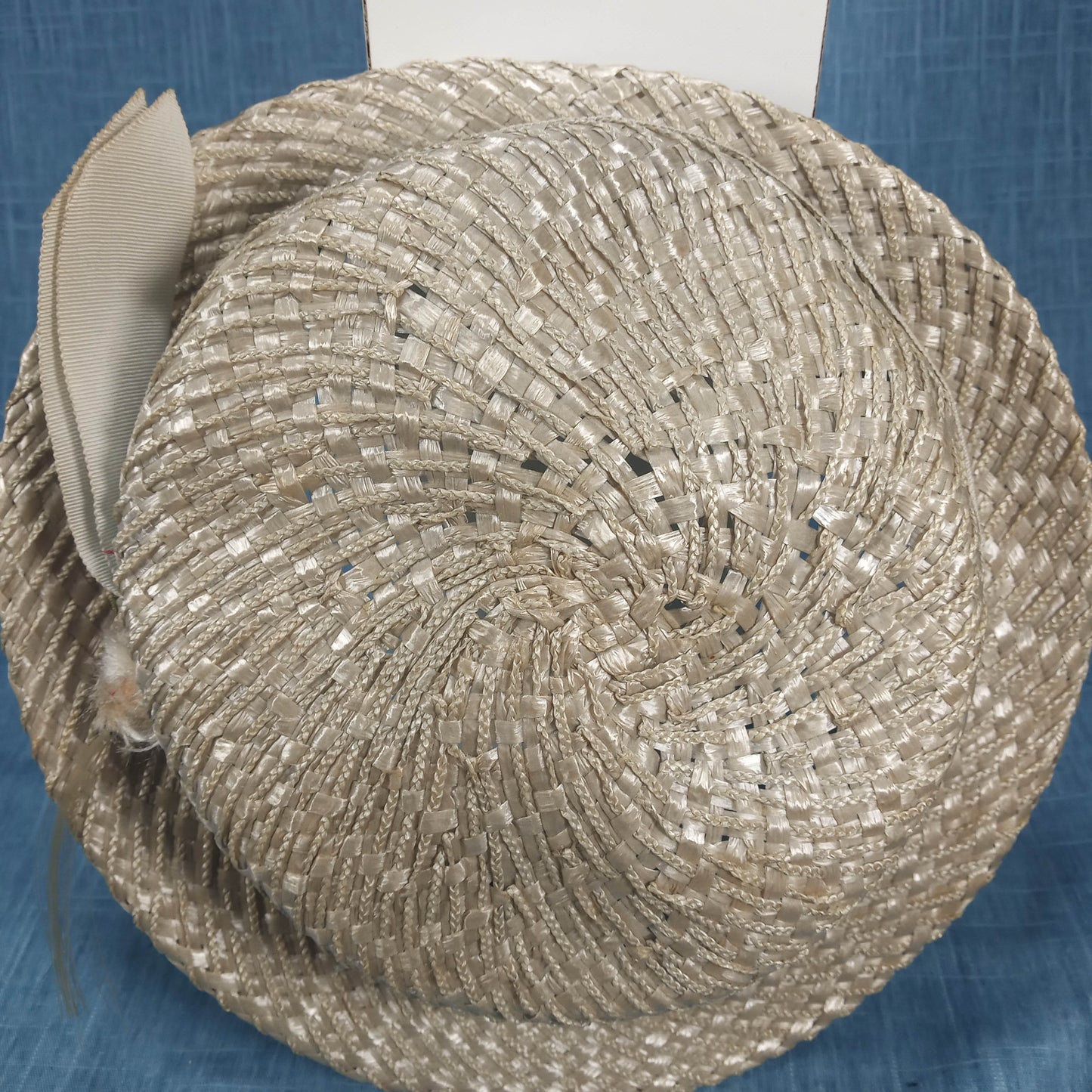 1940s Rattan Boaters Hat with Ribbon