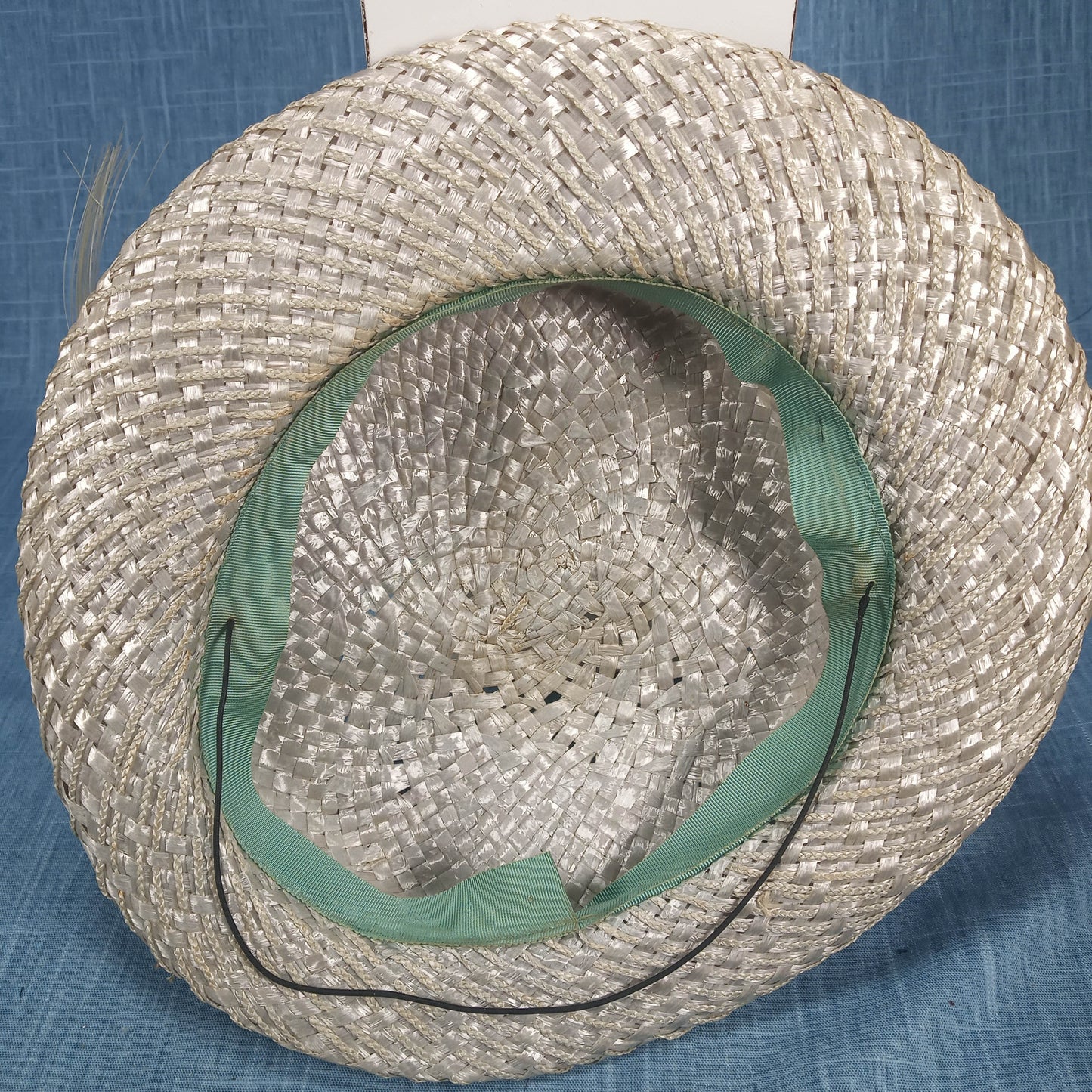 1940s Rattan Boaters Hat with Ribbon