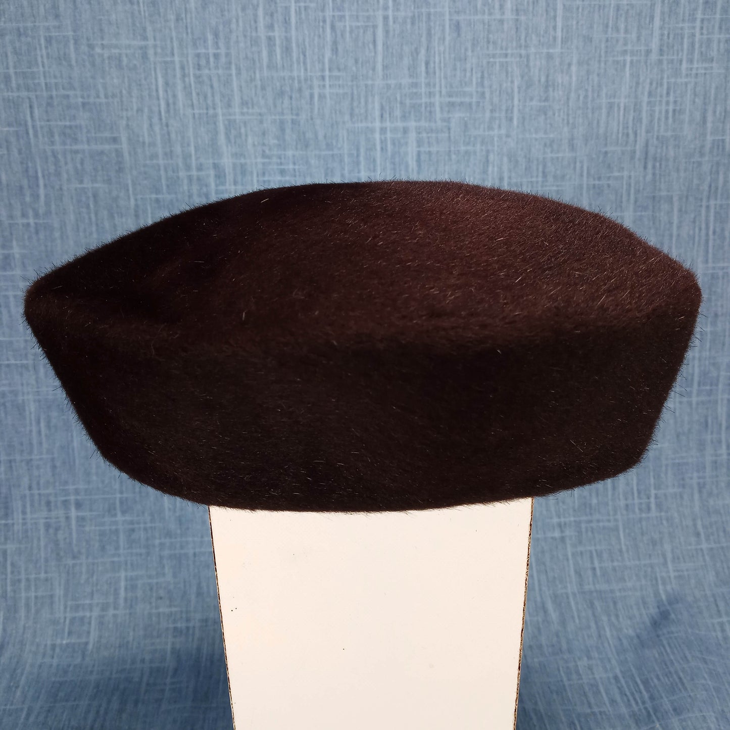 1950s Chocolate Brown Felted Fur Hat with a Grosgrain Ribbon from Frederick and Nelson