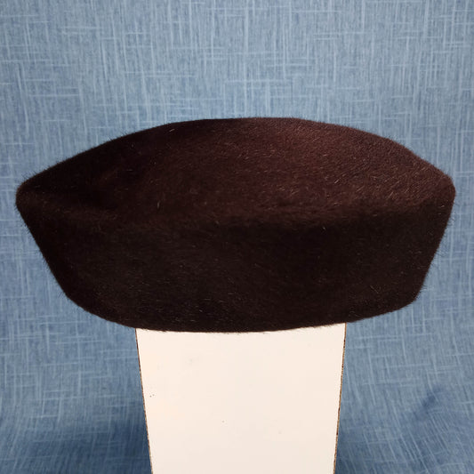 1950s Vintage Chocolate Brown Felted Fur Hat with a Grosgrain Ribbon from Frederick and Nelson