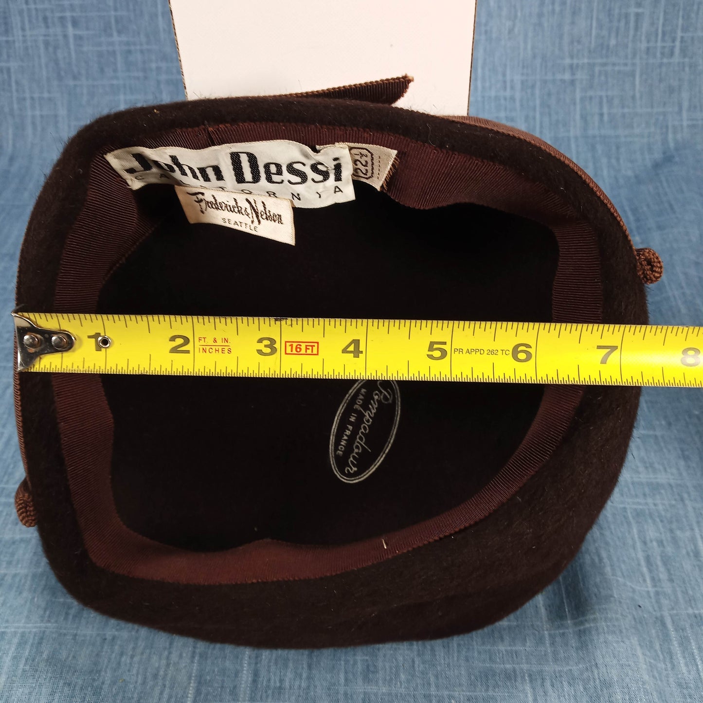 1950s Chocolate Brown Felted Fur Hat with a Grosgrain Ribbon from Frederick and Nelson