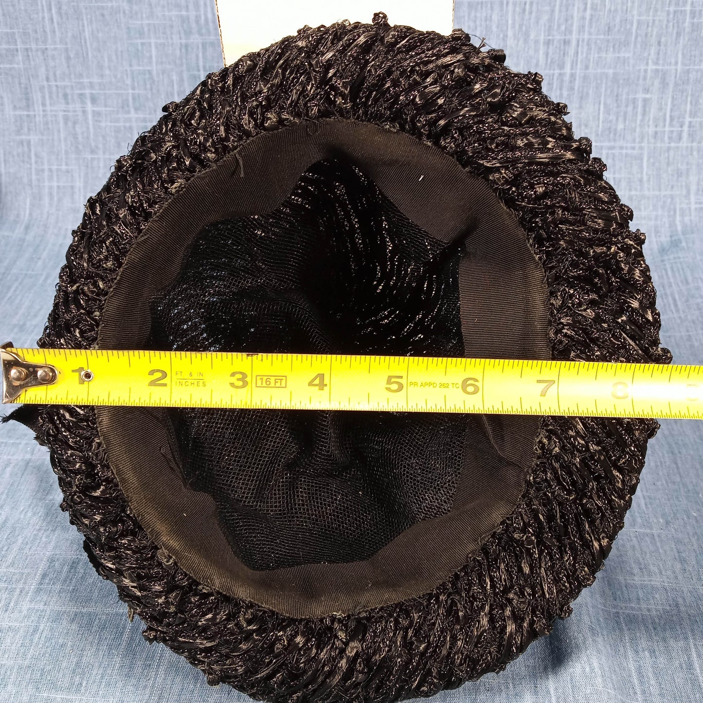 1940s Black Rattan Bucket Bowler Hat with Patent Details