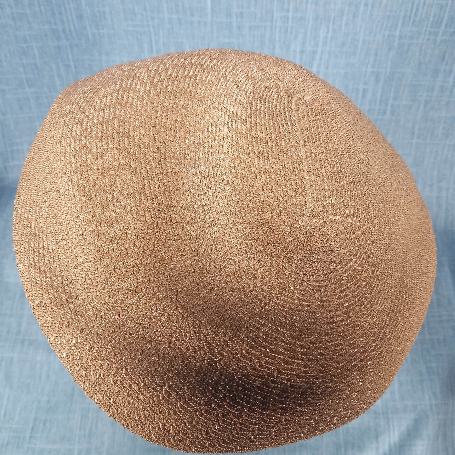 1950s Brown Rattan and Satin Beret Style Hat by I. Magnin