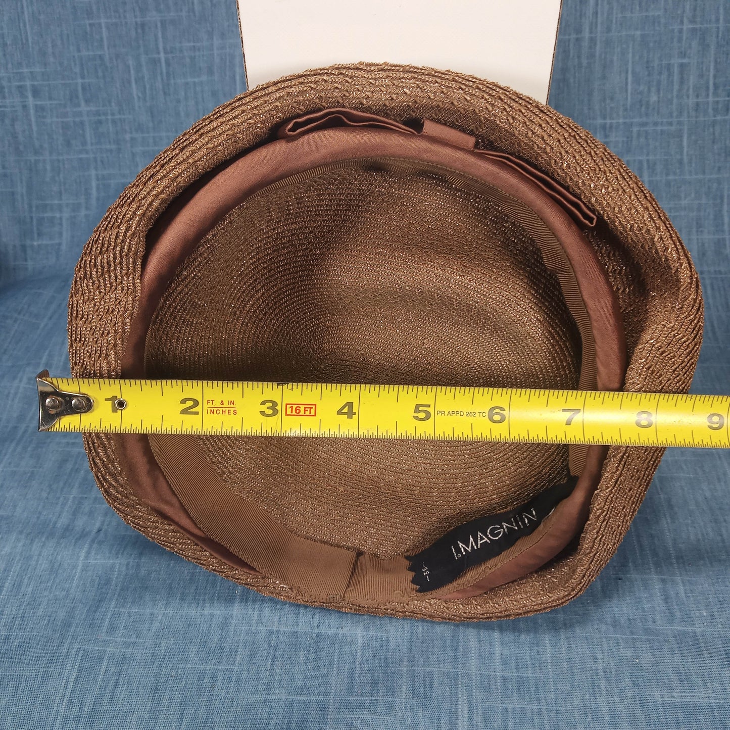 1950s Brown Rattan and Satin Beret Style Hat by I. Magnin