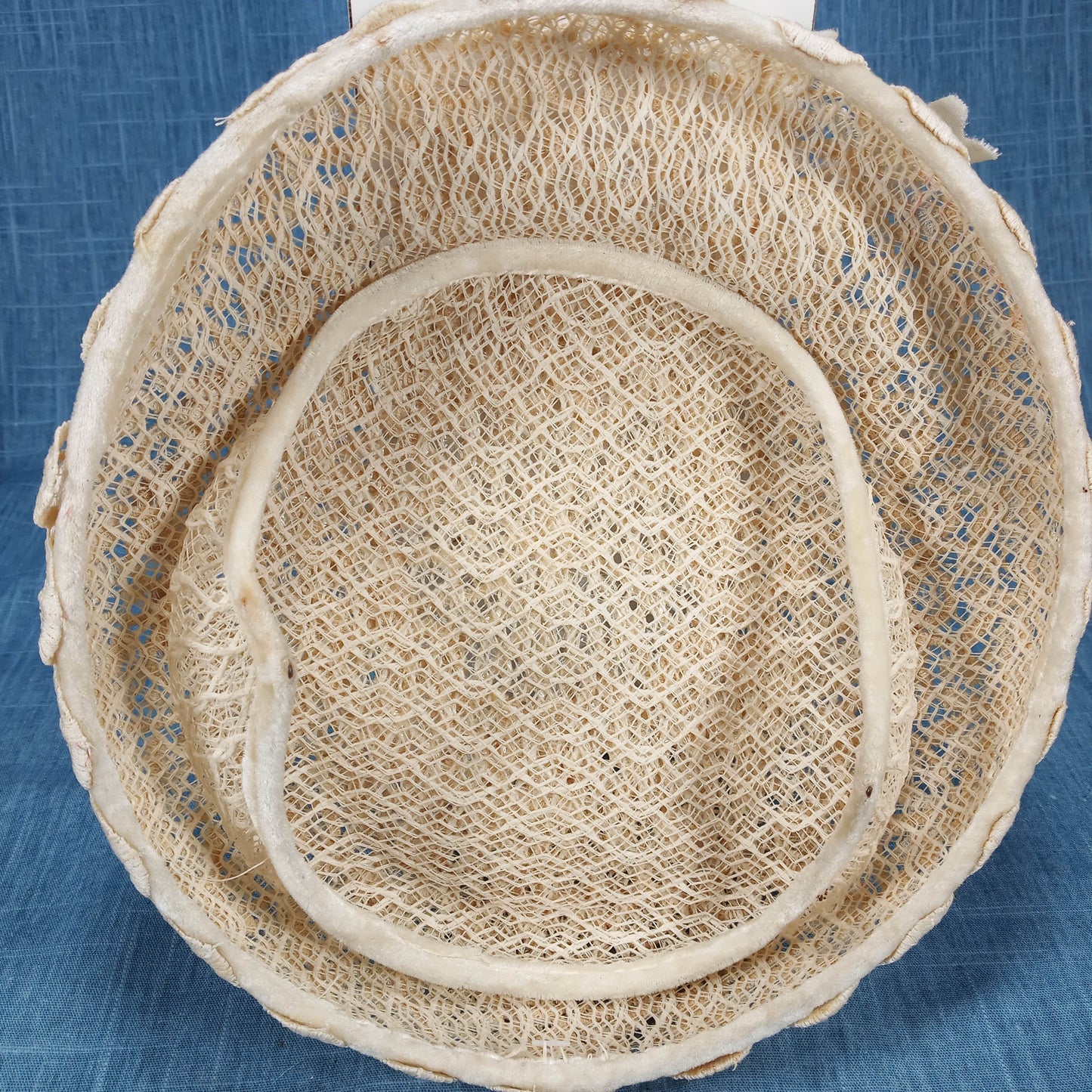 1930s Cream Lace Rhinestone Saucer Hat