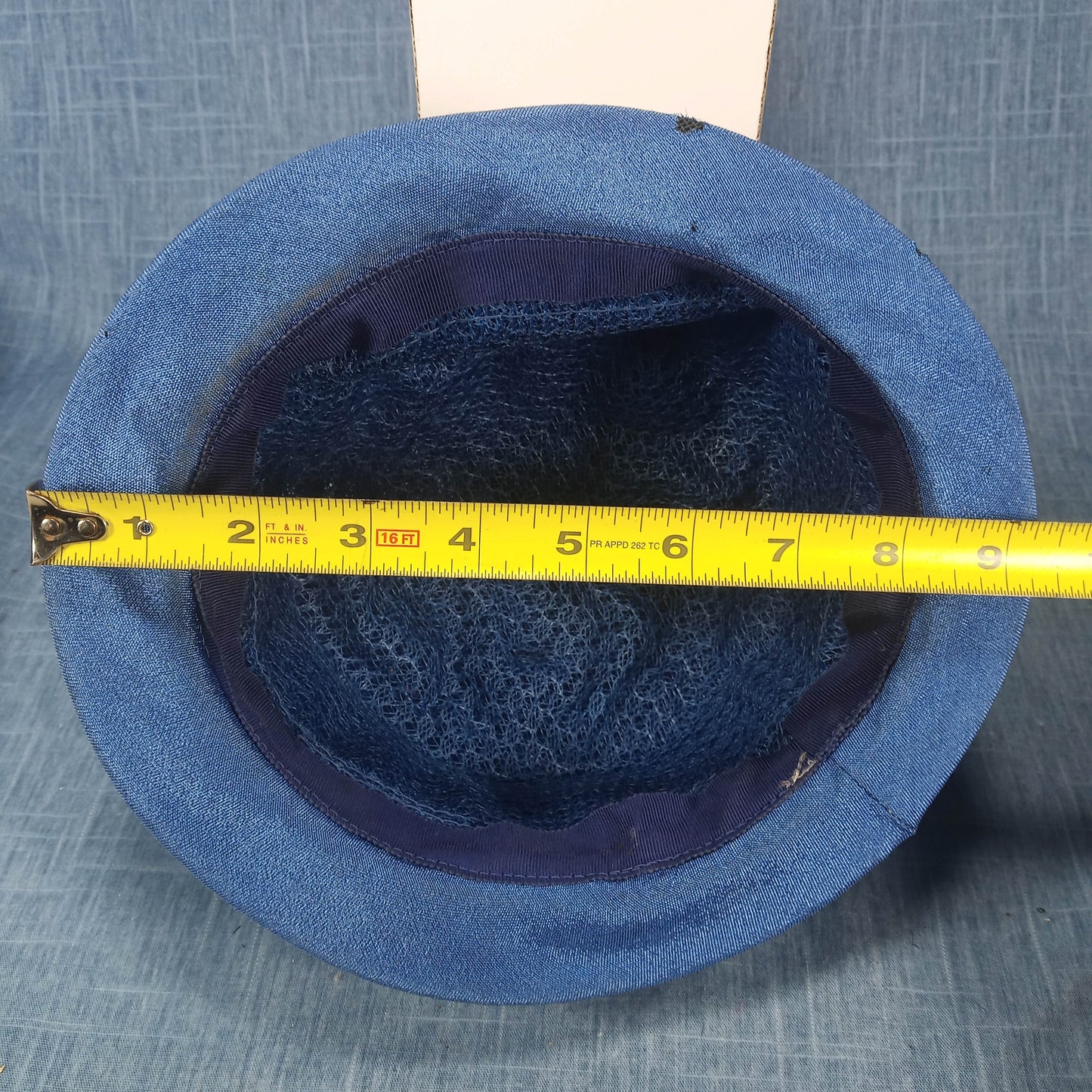 1950s Vintage Periwinkle Tulle Ruffle Hat with Whimsical Net Butterflies